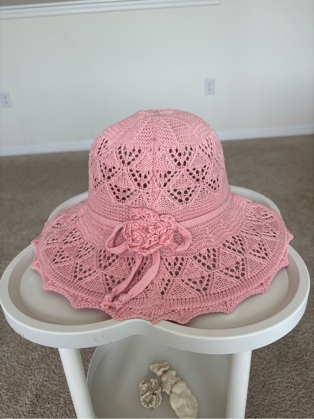 New Pink Crochet Lace Sun Hat | Cottagecore Romantic Wide Brim Hat